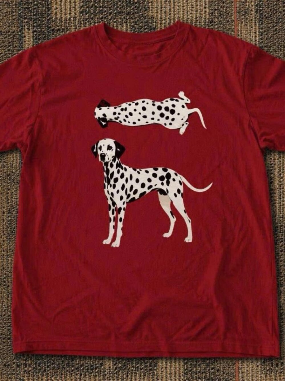 Gildan Heavy Cotton Dalmatian Dog Graphic T-Shirt Red Vintage Style Animal Tee